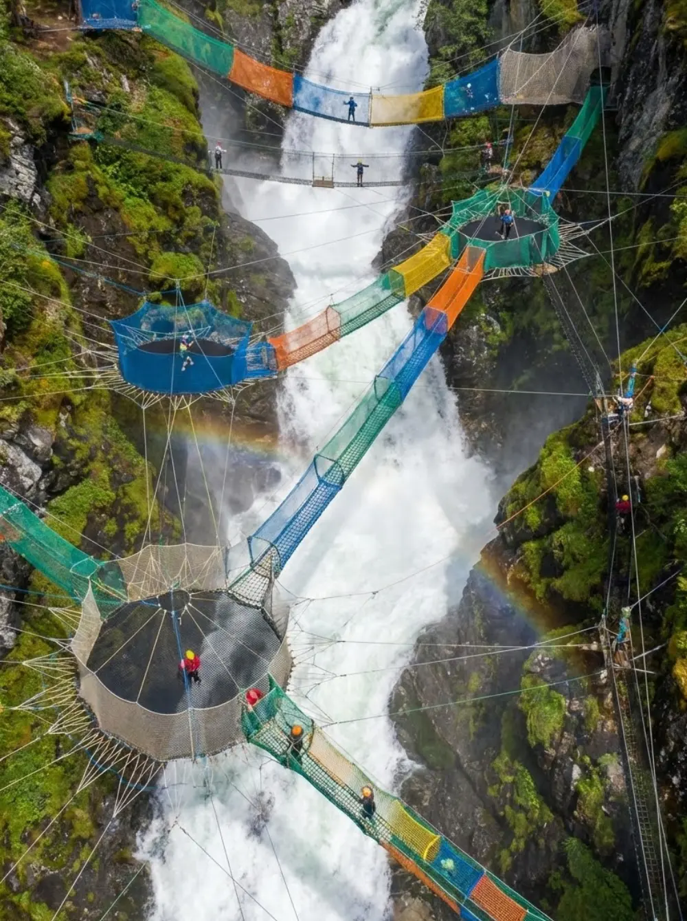 Skywalker adventure park project — aerial view of net adventure installation