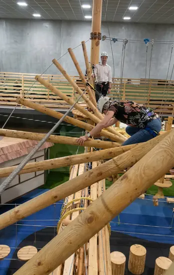Indoor ropes course installed in a commercial leisure centre