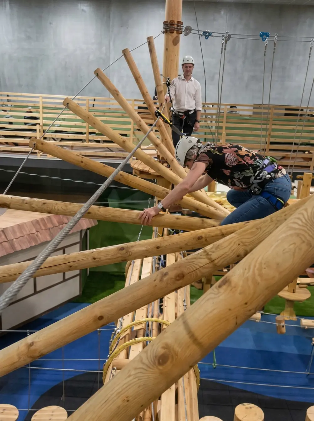 Indoor ropes course installed in a commercial leisure centre