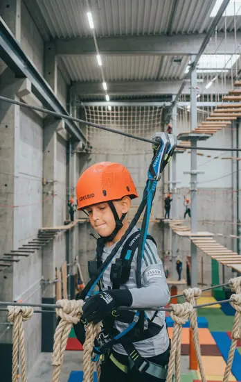 Indoor high ropes course designed and built by Skywalker Adventure Builders