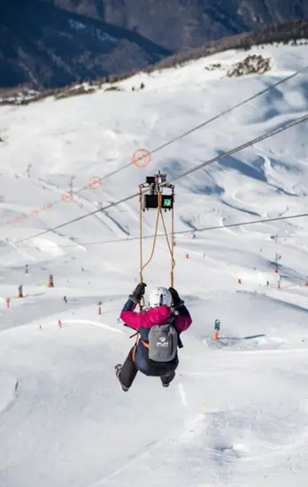 ZipTronik bi-directional autonomous zip line trolley in operation
