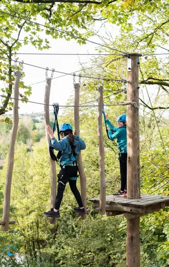 Freestanding pole high ropes course structure