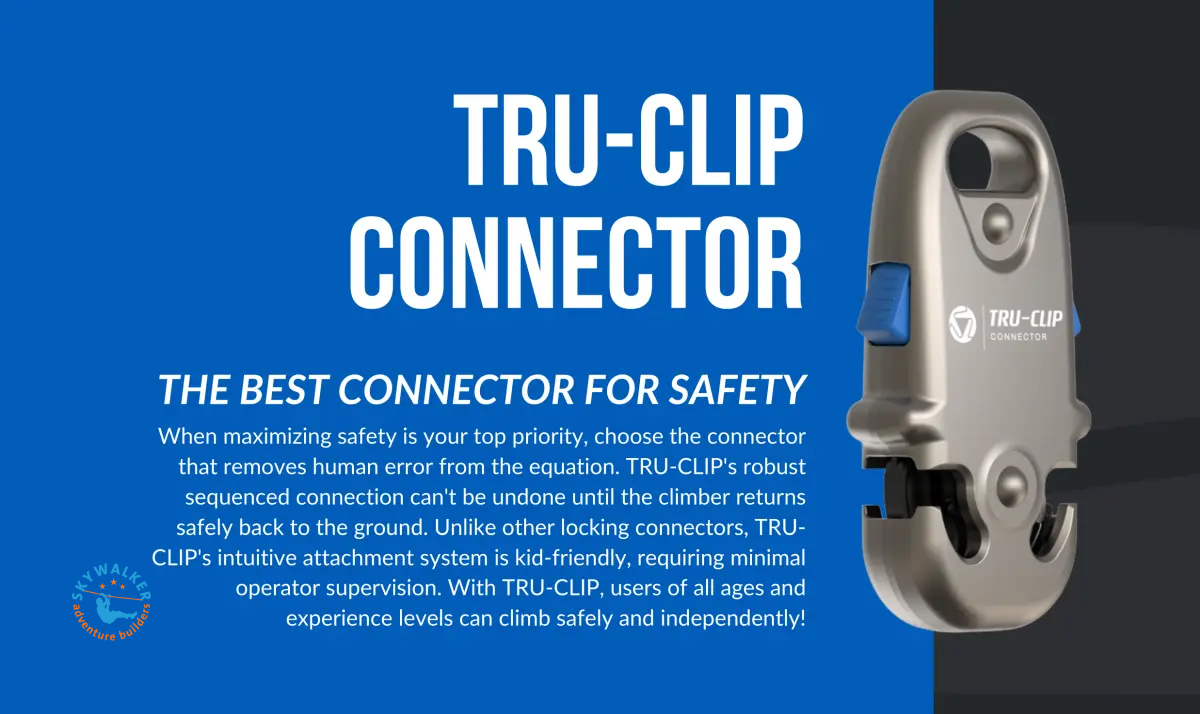 Ensure every climb is safe with the TRU-Clip Connector. Lightweight, durable, and effortless to use. Click to discover the best in climbing safety!